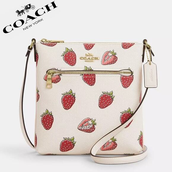 🍓Coach Mini Rowan File Bag With Strawberry Print - Picture 1 of 10
